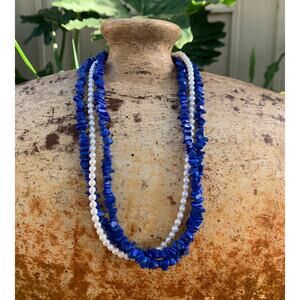 Jay King Sterling Silver, Lapis and Pearl Three Strand Necklace